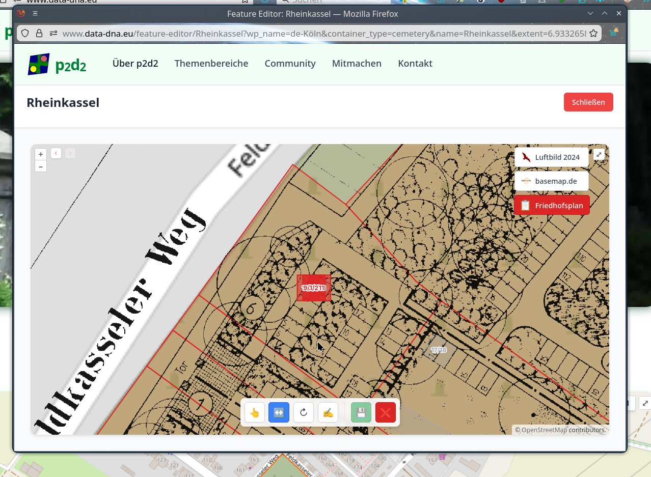 Feature-Editor mit Grabfluren
